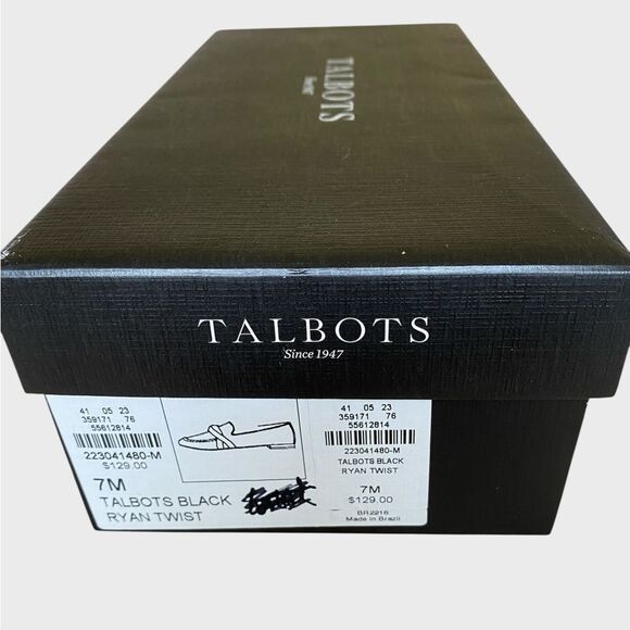 Talbots Ryan Twist Nappa Leather Loafers Women's Size 7 Black Slip On Flats - Picture 14 of 15